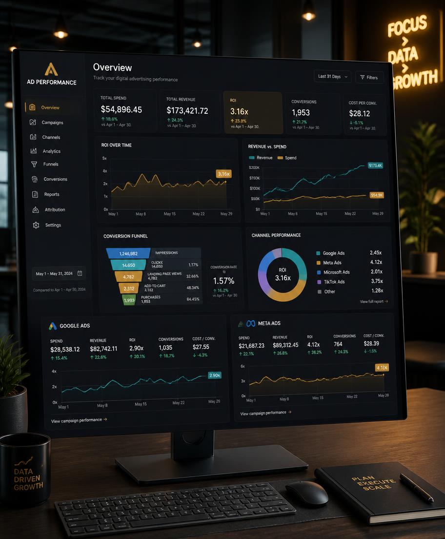 Dashboard de performance de campanhas publicitárias